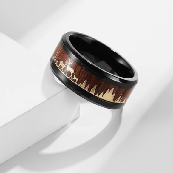 Men's titanium reindeer ring Size 10 - Picture 3 of 8